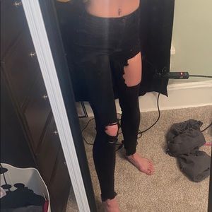 American Eagle 00 High Rise Ripped Jeans.